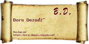 Bors Dezső névjegykártya